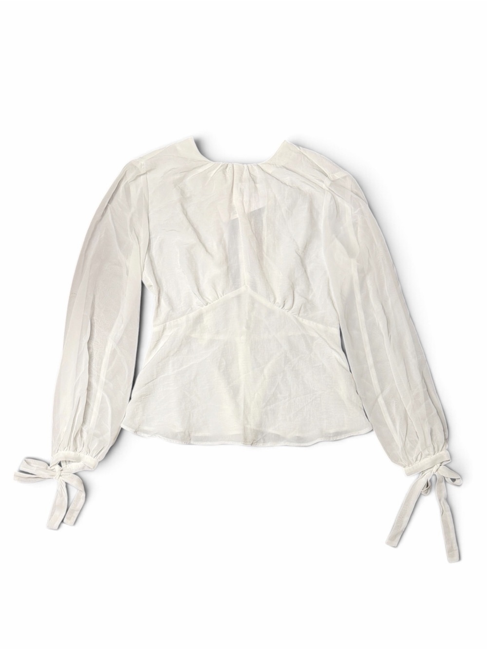 NWT TOPSHOP Women’s White Long-Sleeve Tie-Cuff Blouse